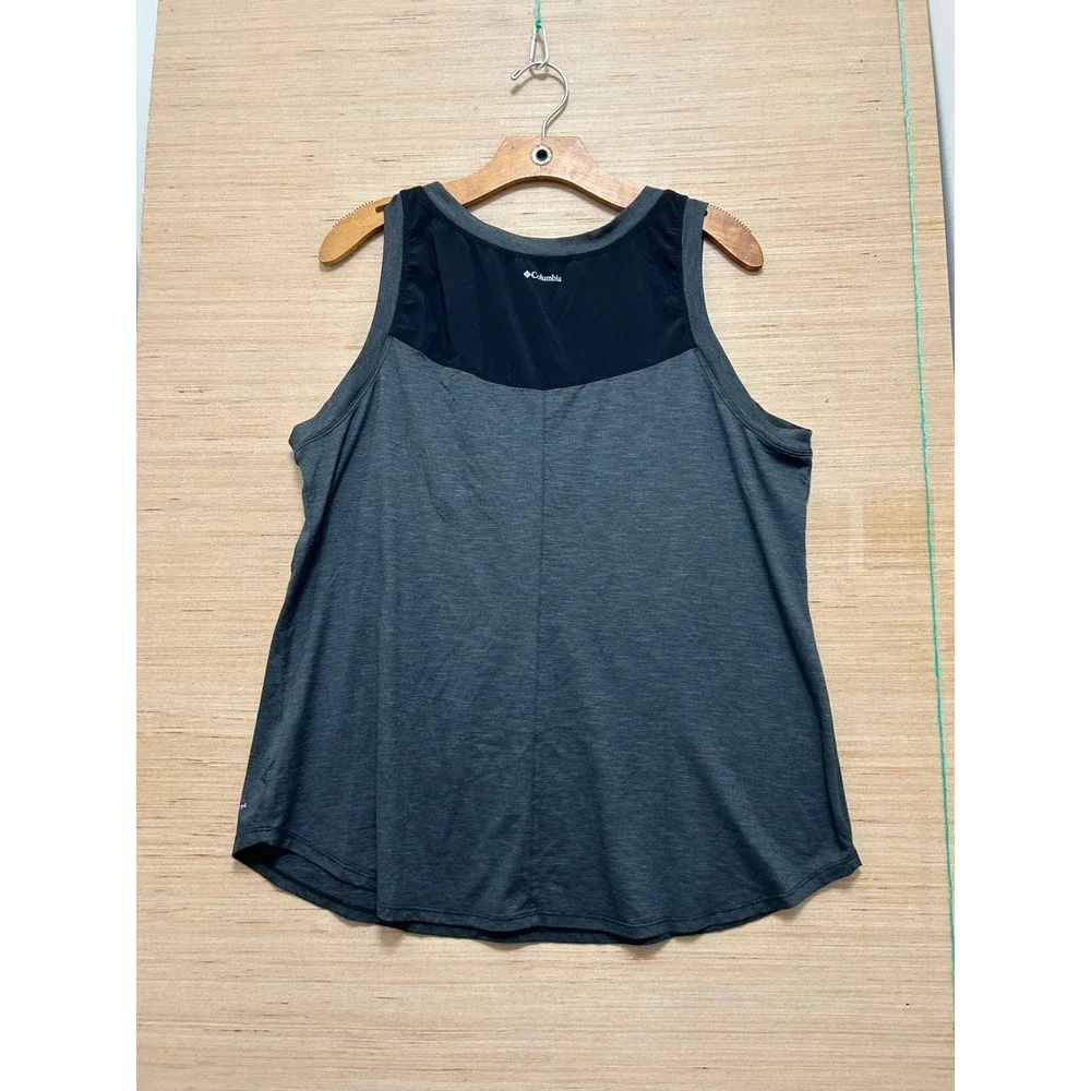 Columbia Omni-Wick Tank Top Womens XL Charcoal Grey Heathered‎ Mesh Back Active
